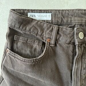 ZARA mid waist straight brown jeans
